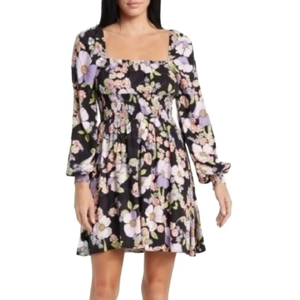 AFRM Smocked Bodice Mini Dress Noir Summer 🌸